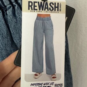 Rewash brand paper bag style jeans NWT size SMALL blue 100% cotton stretch waist